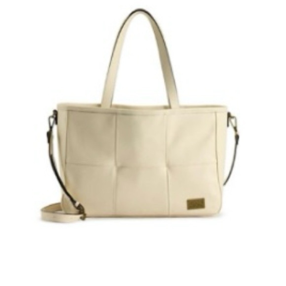 Frye and Co. Sloane Stylish Tote Bag Cream Lap Top Pocket